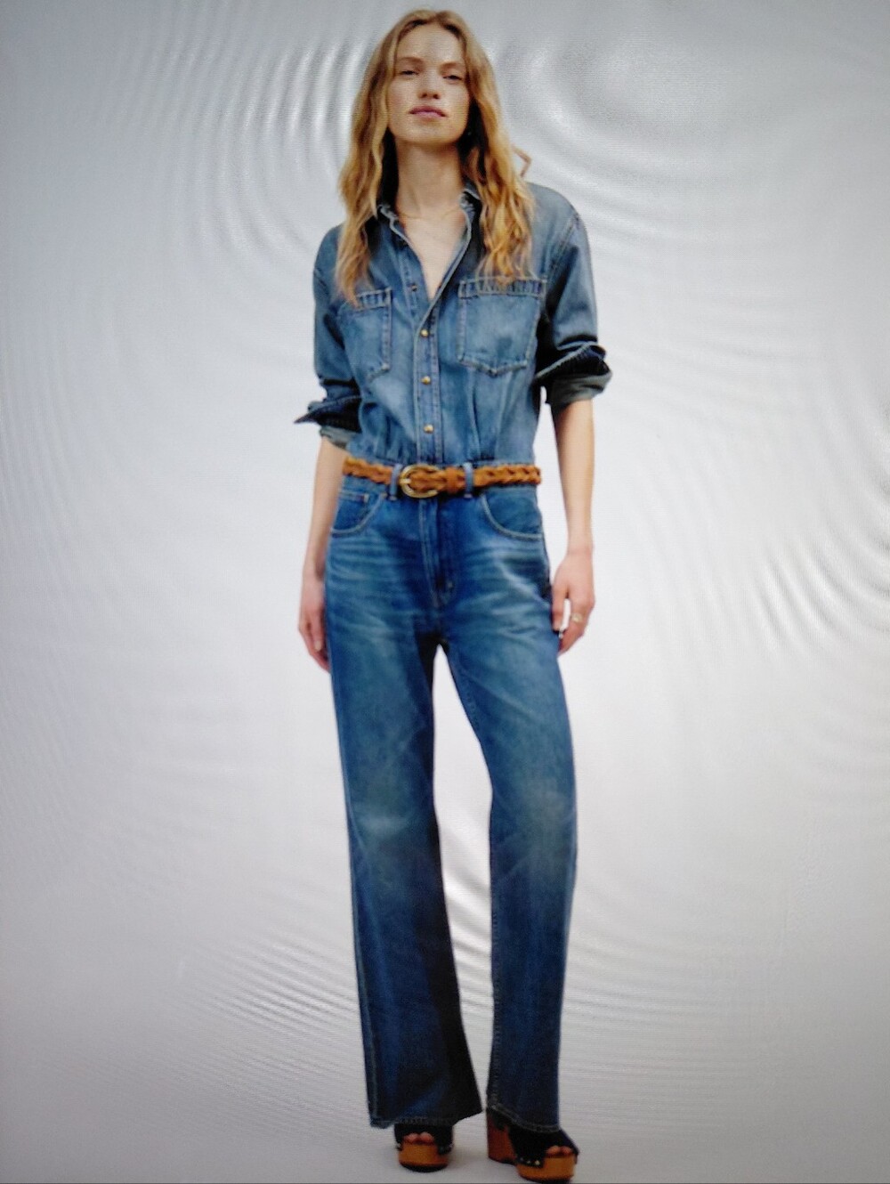 Madewell NWT Denim Relaxed Flare Jeans Jumpsuit Croswell Wash Size 6 NU495